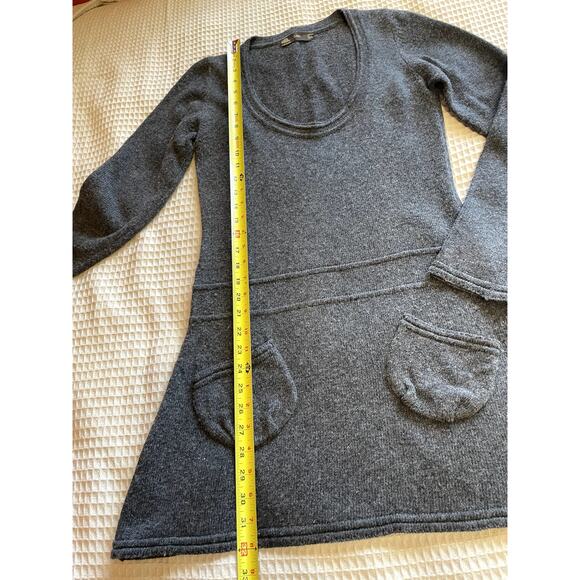 Zara Charcoal Gray U Neck Wool & Cashmere Y2K Style Sweater Mini Dress Medium - Picture 7 of 9
